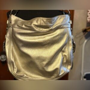 Silver leather Coach bag